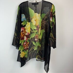 Colleen Lopez Floral Flowy Kimono Top Size Small